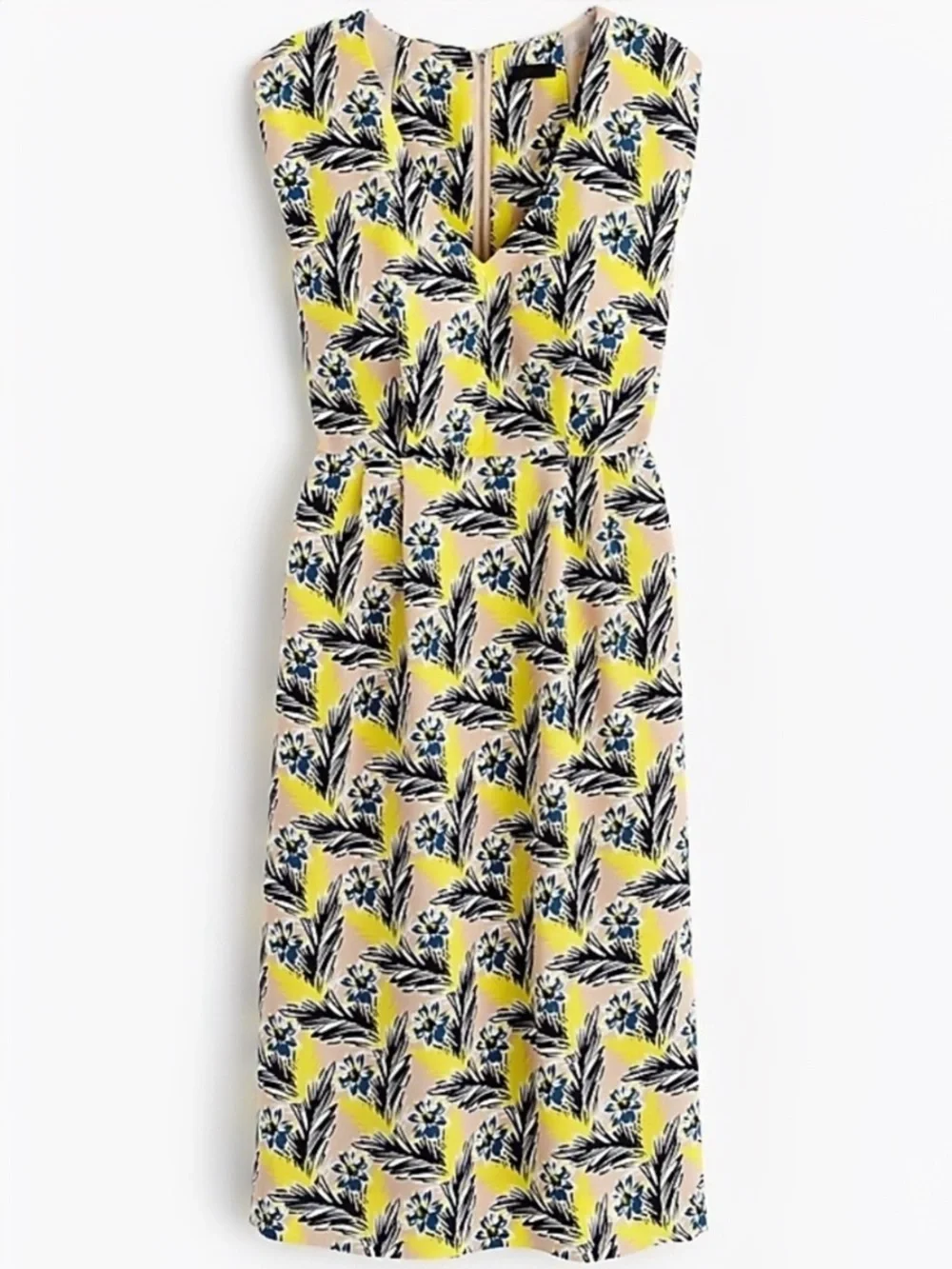 J. Crew ‘Yellow & Tan Floral Print Sleeveless Dress’ in “Meadow Spring” Size 00